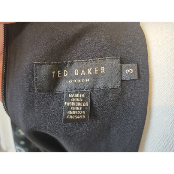 Ted Baker Womens Designer Green Floral Rocoo Tie Neck Dress Size 3 US 8 - Picture 8 of 8